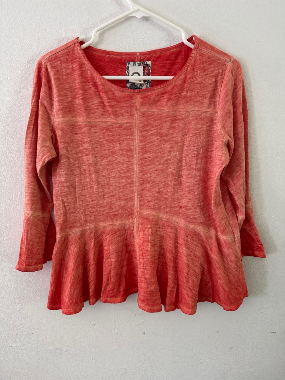 Akemi + Kin Neon Coral Peplum Top Sz S